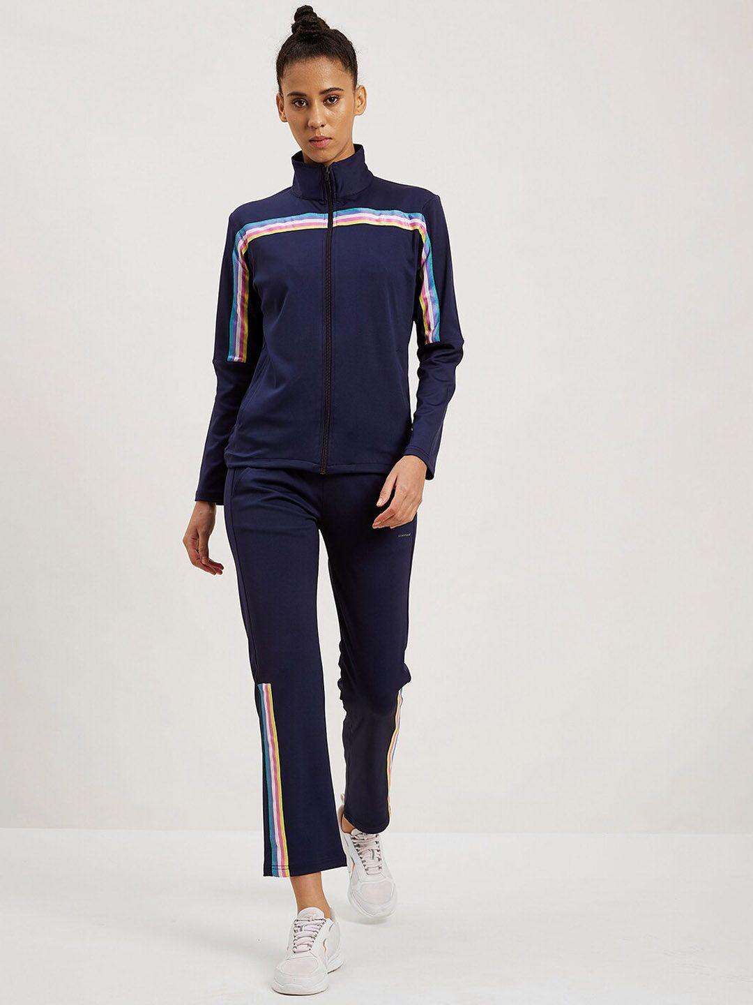 unpar women navy blue solid tracksuits