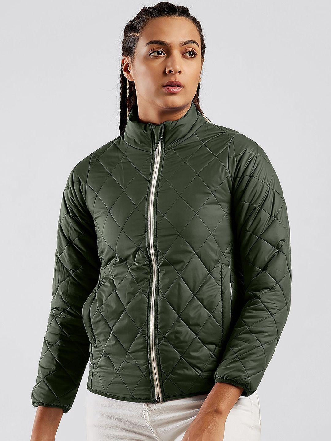 unpar women olive green outdoor quilted jacket