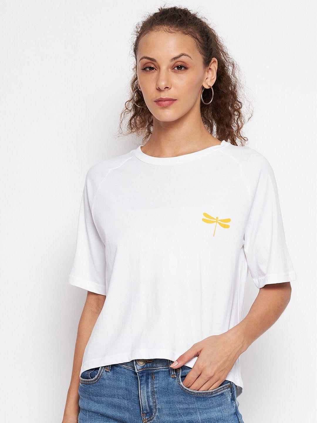 unpar women white solid t-shirt