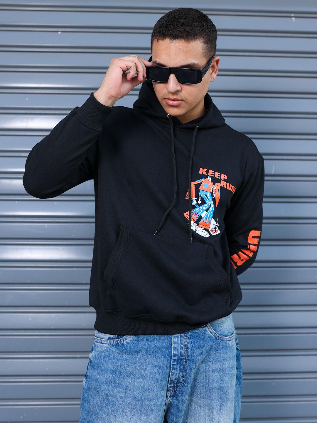 unrl graphic printed hooded sweatshirt