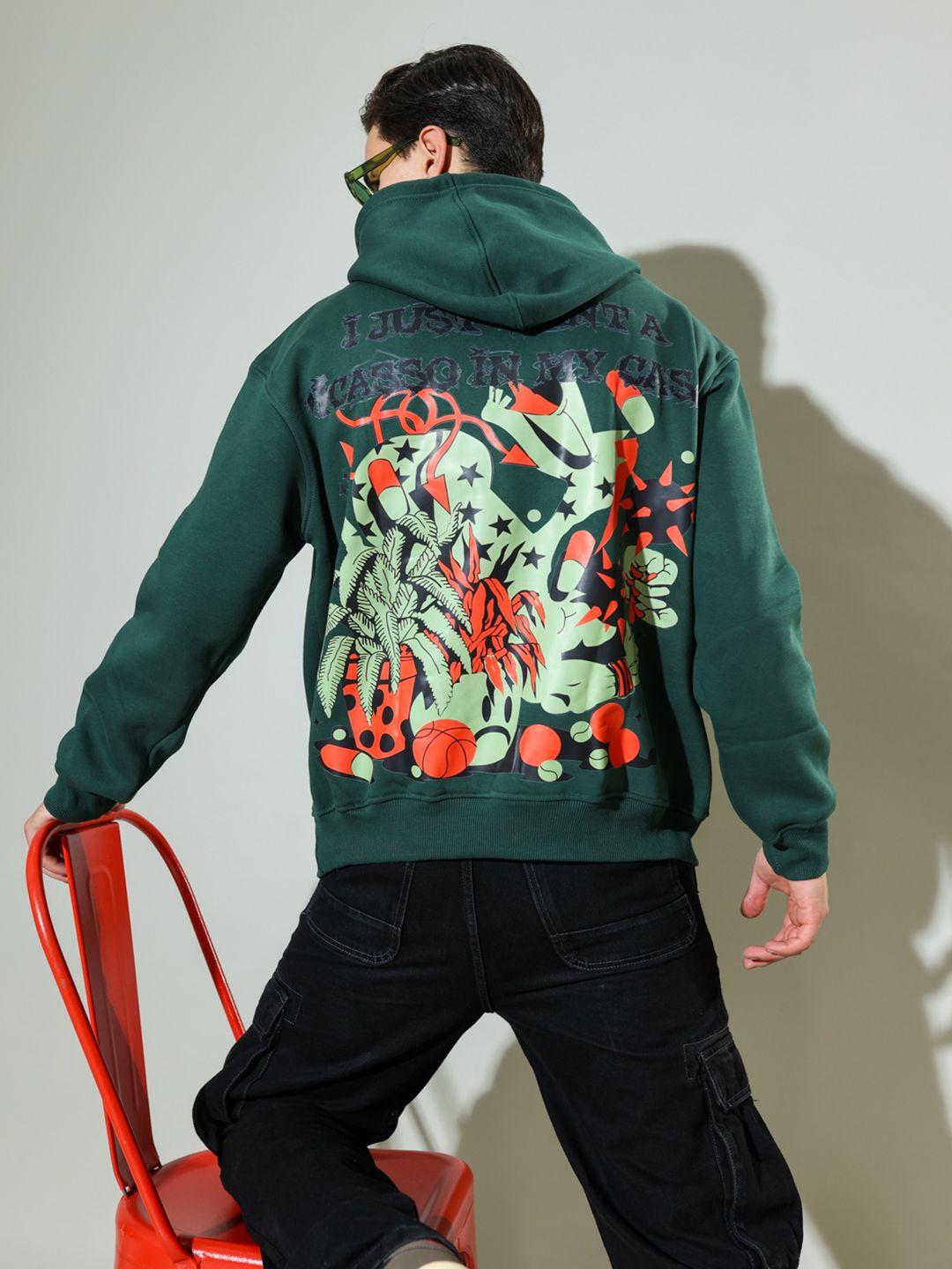 unrl graphic printed hooded sweatshirt