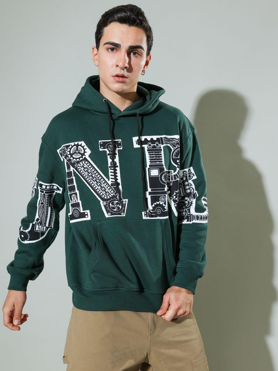 unrl graphic printed hooded sweatshirt