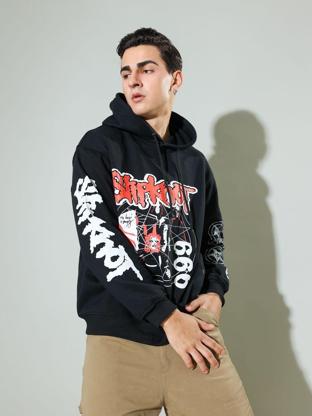 unrl men printed hooded sweatshirt