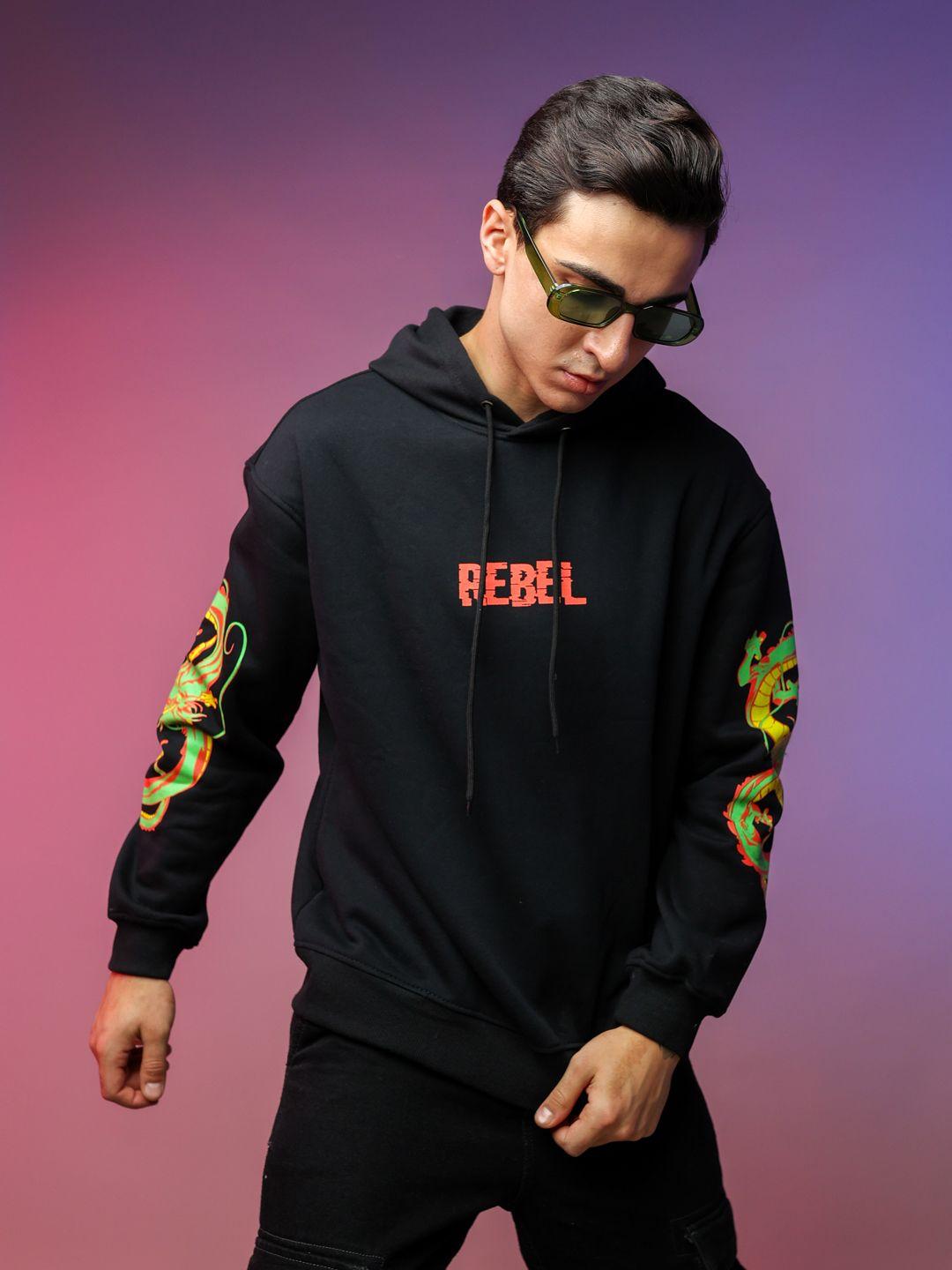 unrl men printed hooded sweatshirt