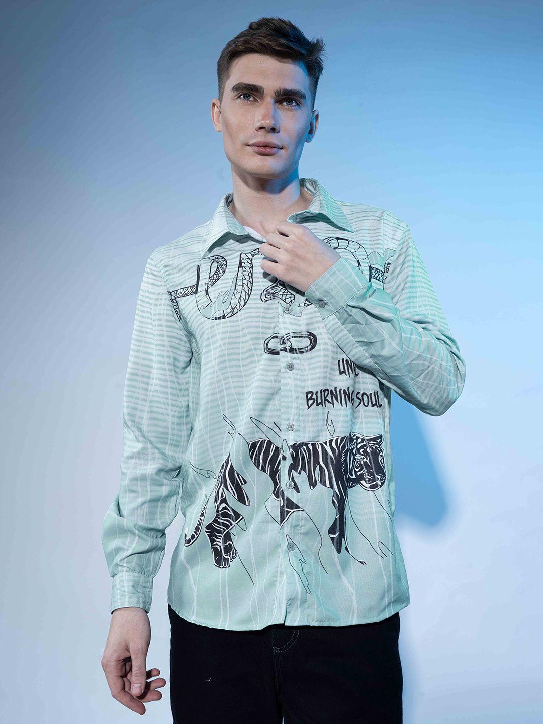 unrl opaque printed long sleeves casual shirt