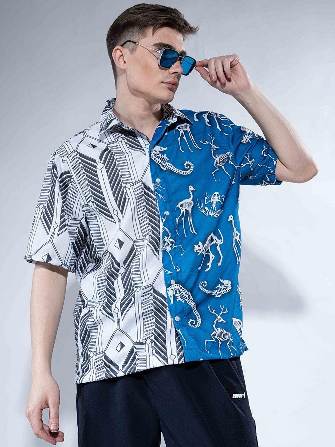 unrl opaque printed short sleeves casual shirt