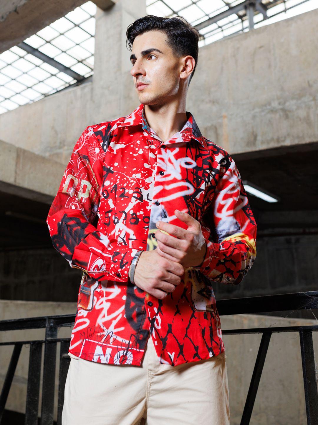 unrl relaxed fit abstract printed casual shirt