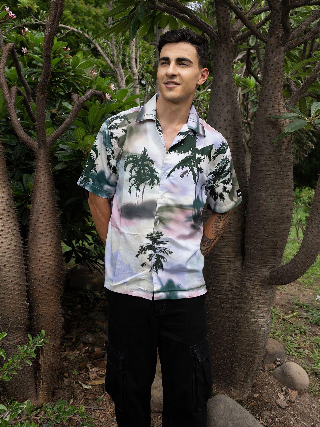 unrl relaxed fit graphic tropical printed casual shirt