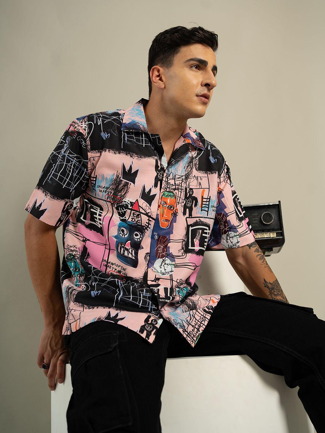 unrl relaxed graphic printed casual shirt