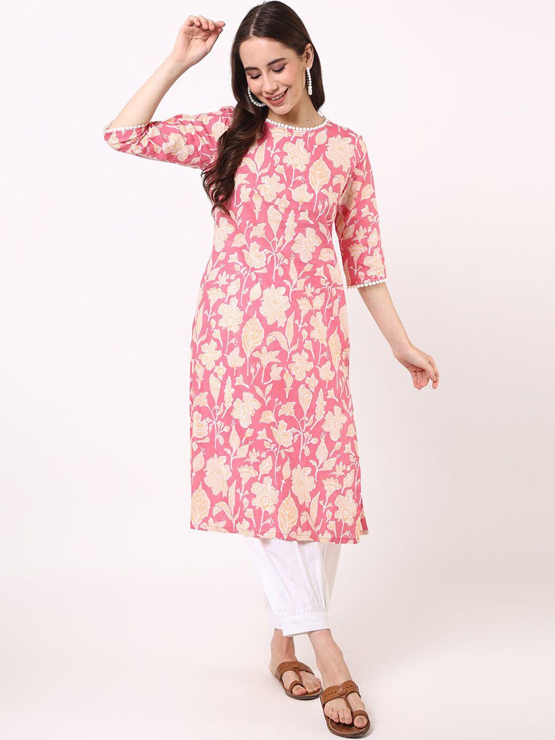 untung floral printed pure cotton kurta with harem pants