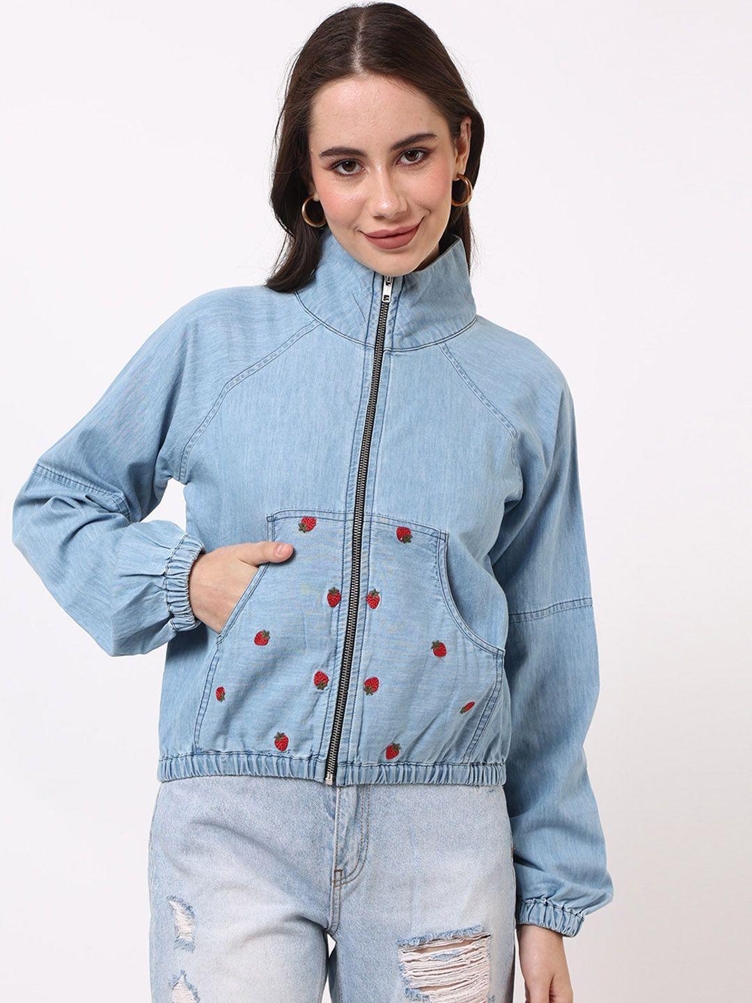 untung women blue tailored jacket with embroidered