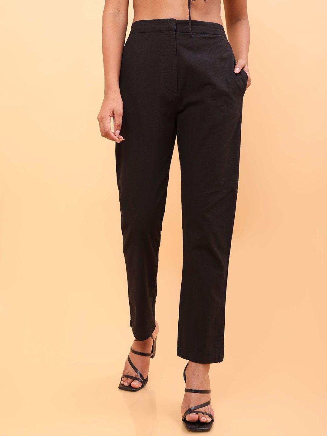 untung women cotton mid rise trousers