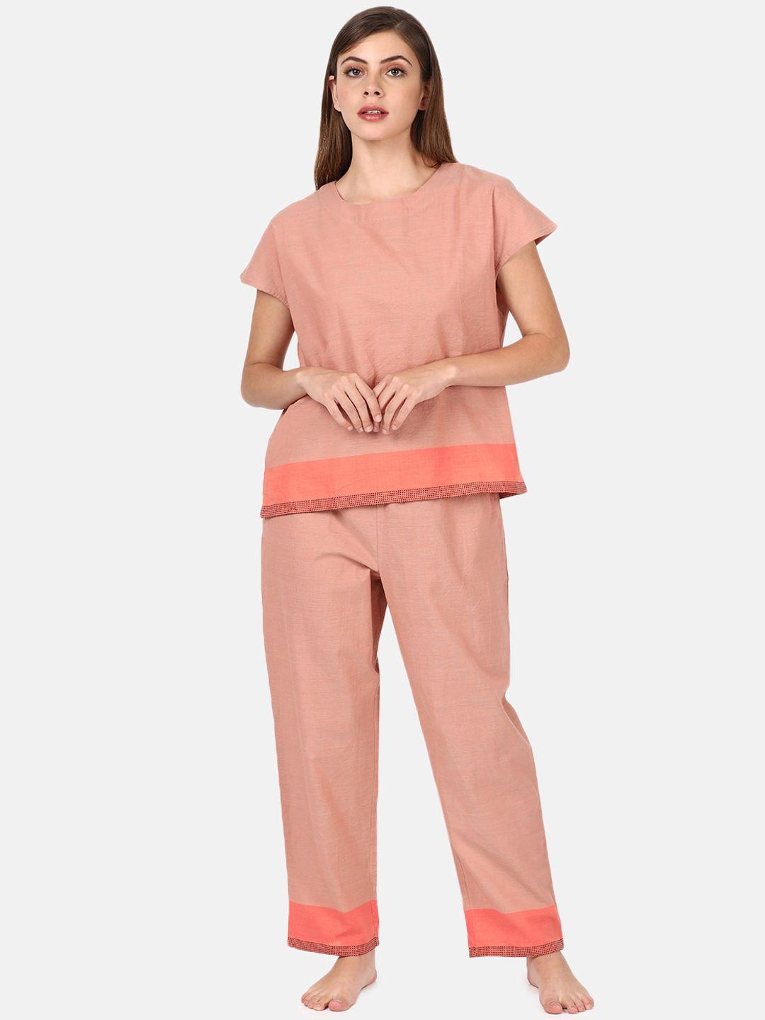 untung women peach-coloured cotton night suit