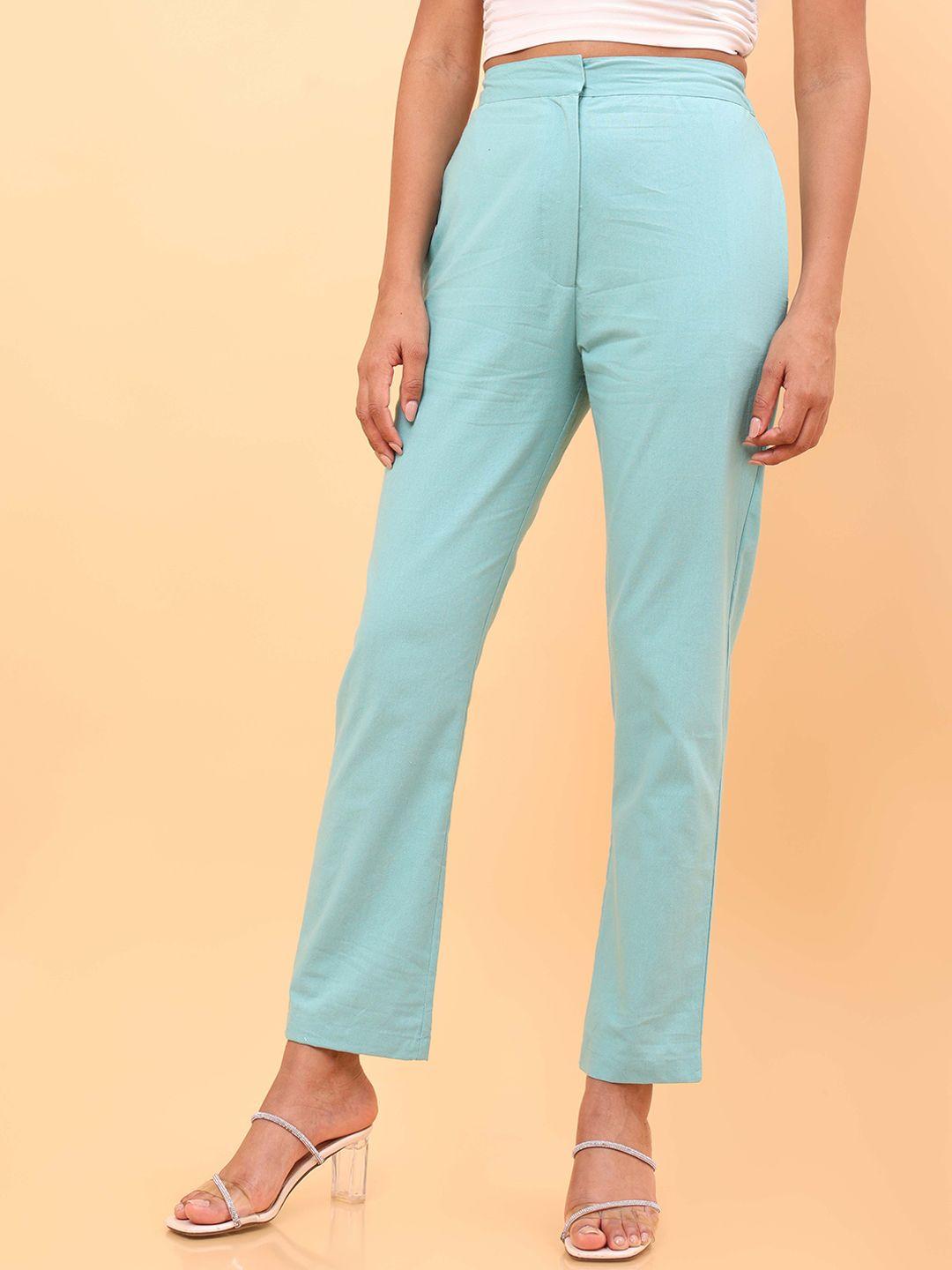 untung women slim fit mid rise trousers