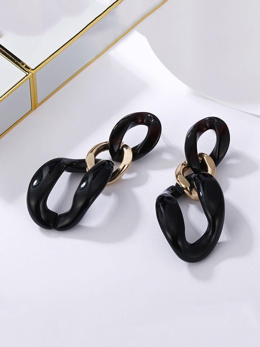 unwind by yellow chimes black bold link chain design dangler earring