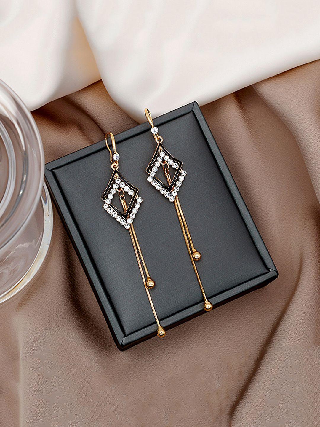 unwind by yellow chimes gold-toned contemporary drop earrings