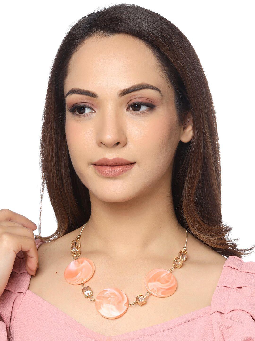 unwind by yellow chimes pink & gold-toned circular necklace