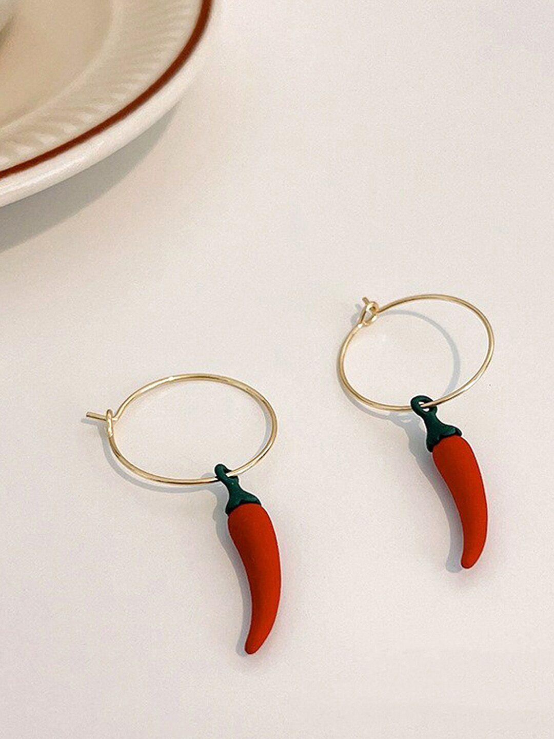 unwind by yellow chimes red women contemporary chilli  hoop earrings