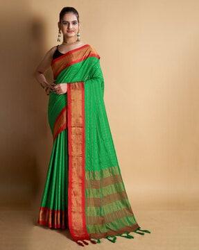 upada silk jacquard saree with tassels