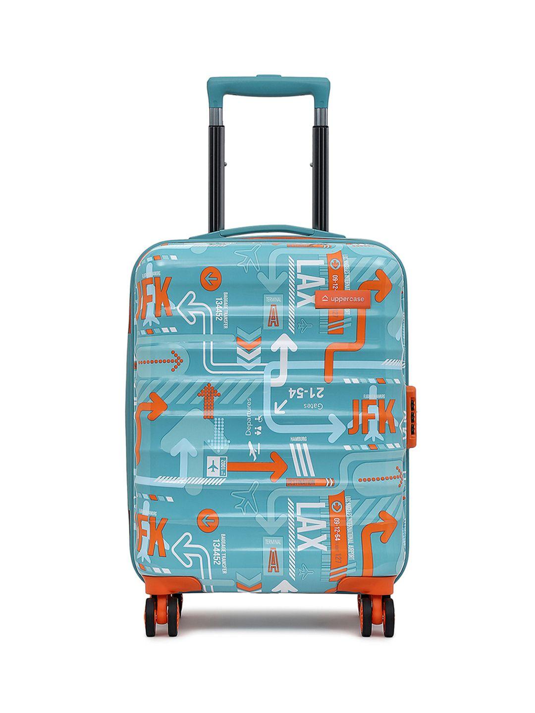 uppercase jfk printed & textured hard sided small trolley bag