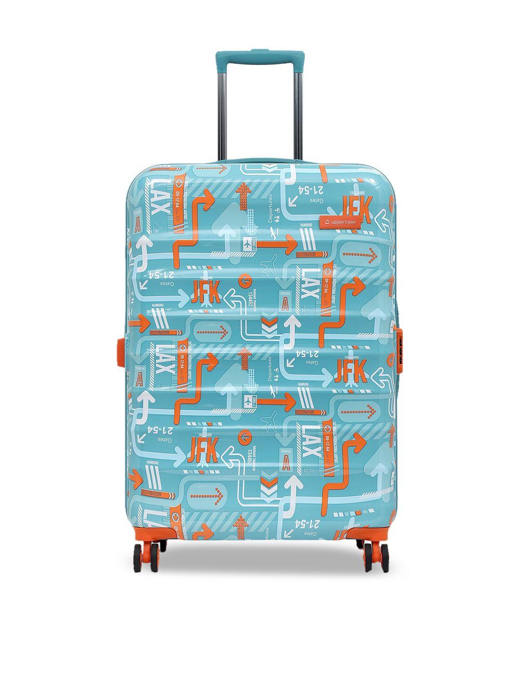 uppercase printed hard-sided large trolley suitcase