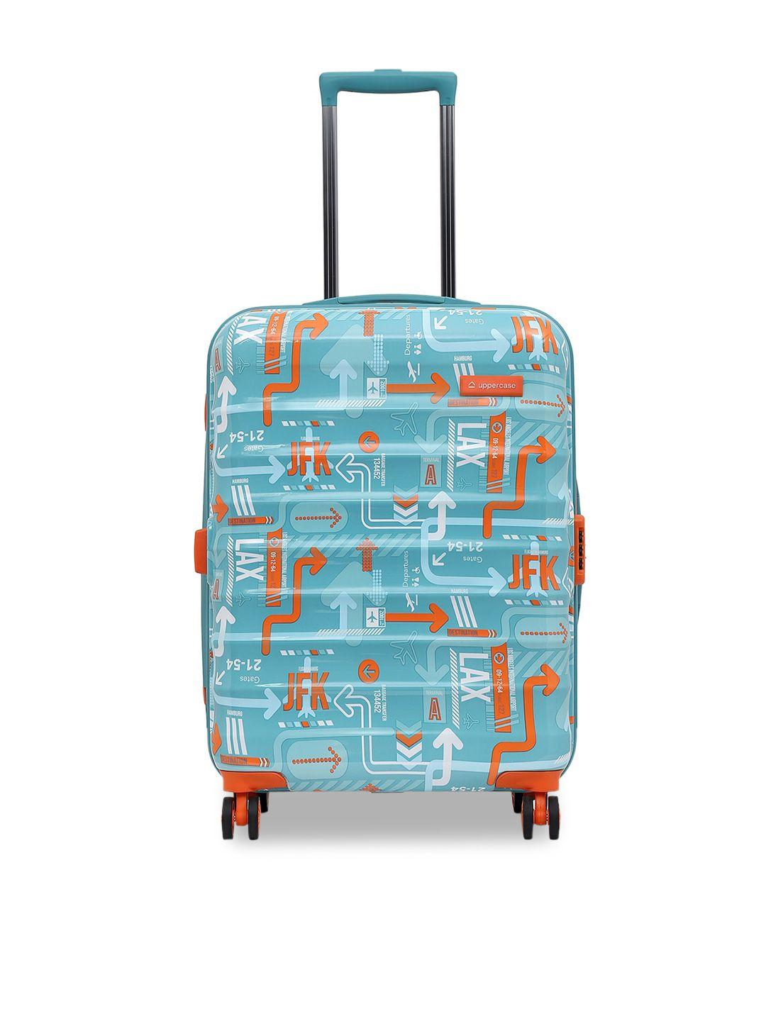 uppercase printed hard sided medium trolley suitcase