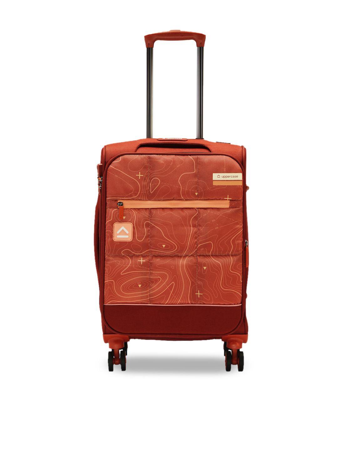 uppercase red & orange printed hard-sided large trolley suitcase