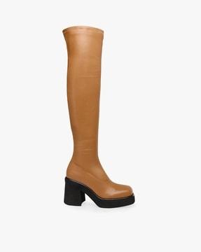 upsurge dress heeled leather knee-length boots