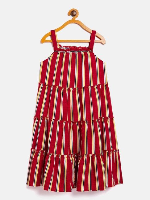 uptownie lite kids red & yellow striped casual dress