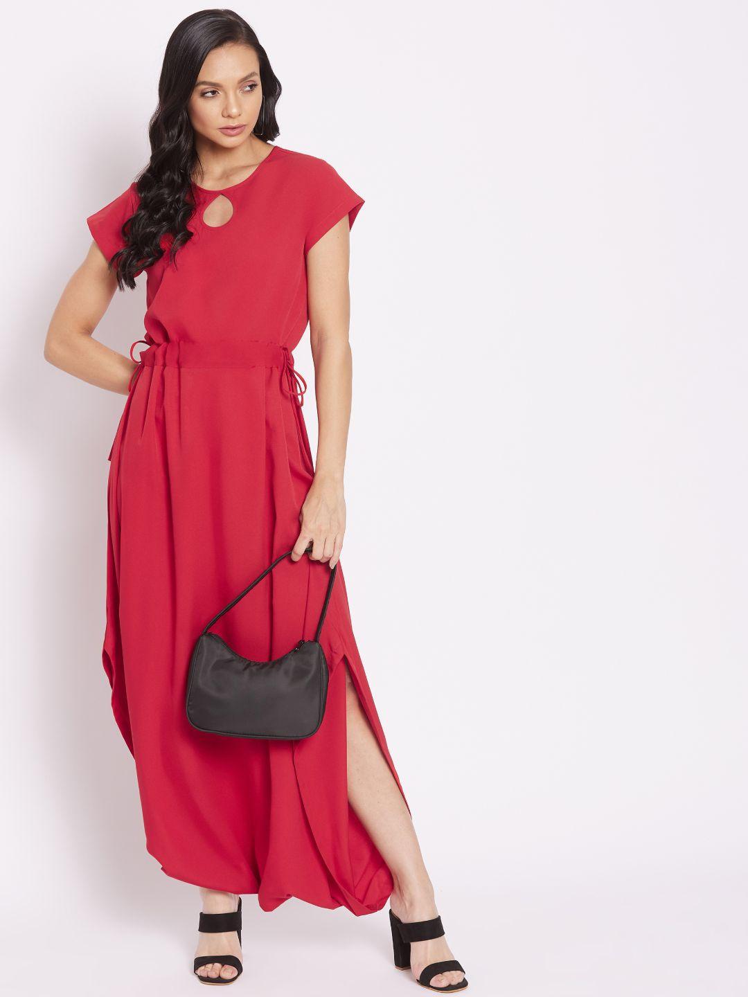 uptownie lite red key hole neck dhoti jumpsuit