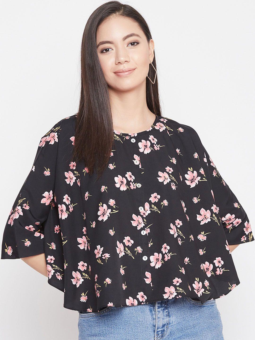 uptownie lite women black floral printed cape top