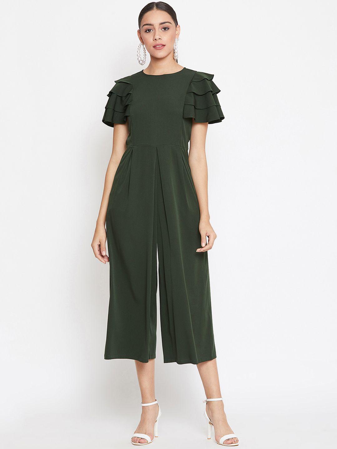 uptownie lite women olive green solid culotte jumpsuit