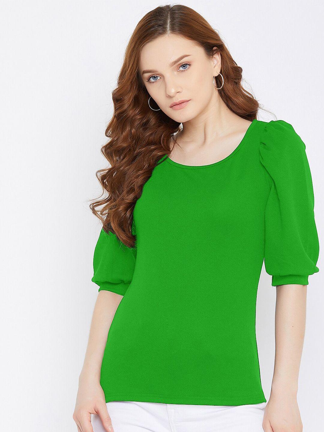 uptownie lite green stretchable square neck top