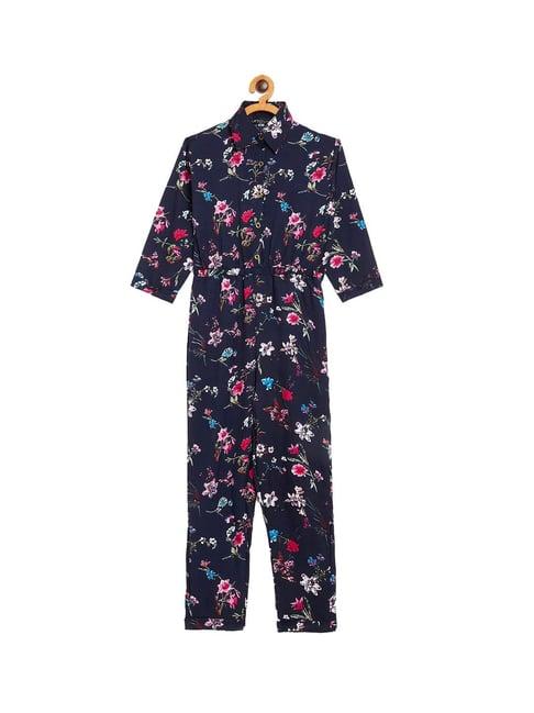 uptownie lite kids navy floral print jumpsuit