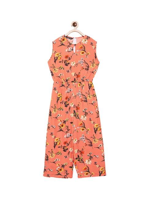 uptownie lite kids orange floral print jumpsuit