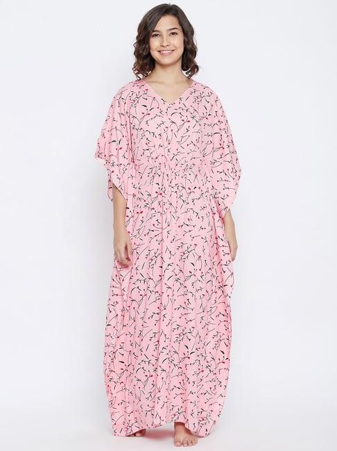 uptownie lite women's crepe printed maxi kaftan nighty