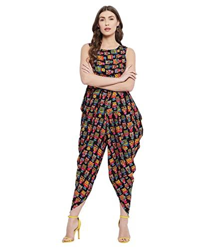 uptownie lite women's maxi printed jumpsuit (black 3,s)