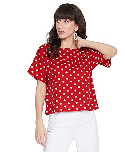 uptownie lite women's printed crepe boxy top (red, xx-large, regular fit)