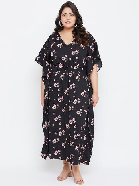 uptownie lite women's printed crepe plus size maxi kaftan nighty