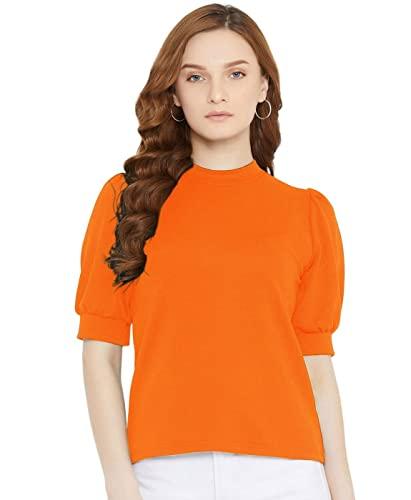 uptownie lite women's printed high neck top (orange 2,extra large)