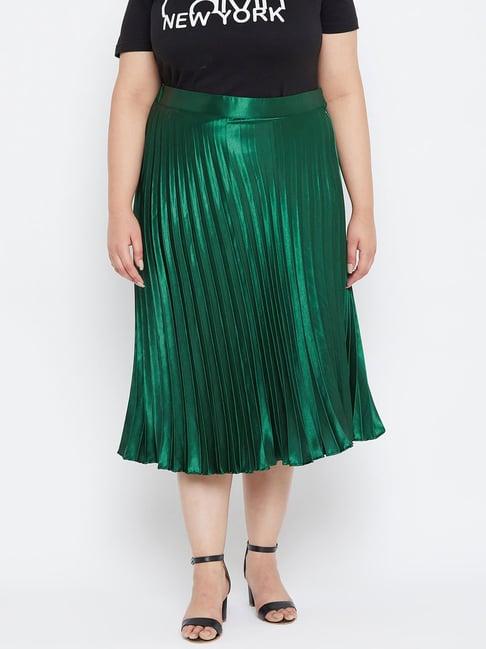 uptownie lite women's satin solid plus size pleated skirts