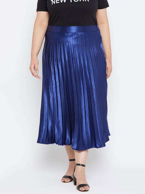 uptownie lite women's satin solid plus size pleated skirts