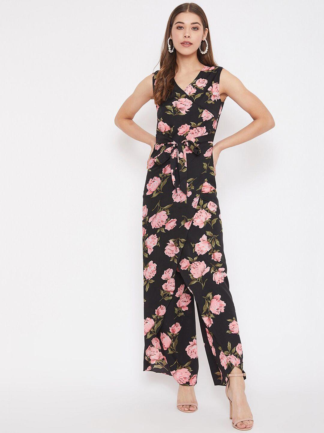 uptownie lite women black & pink printed jumpsuit