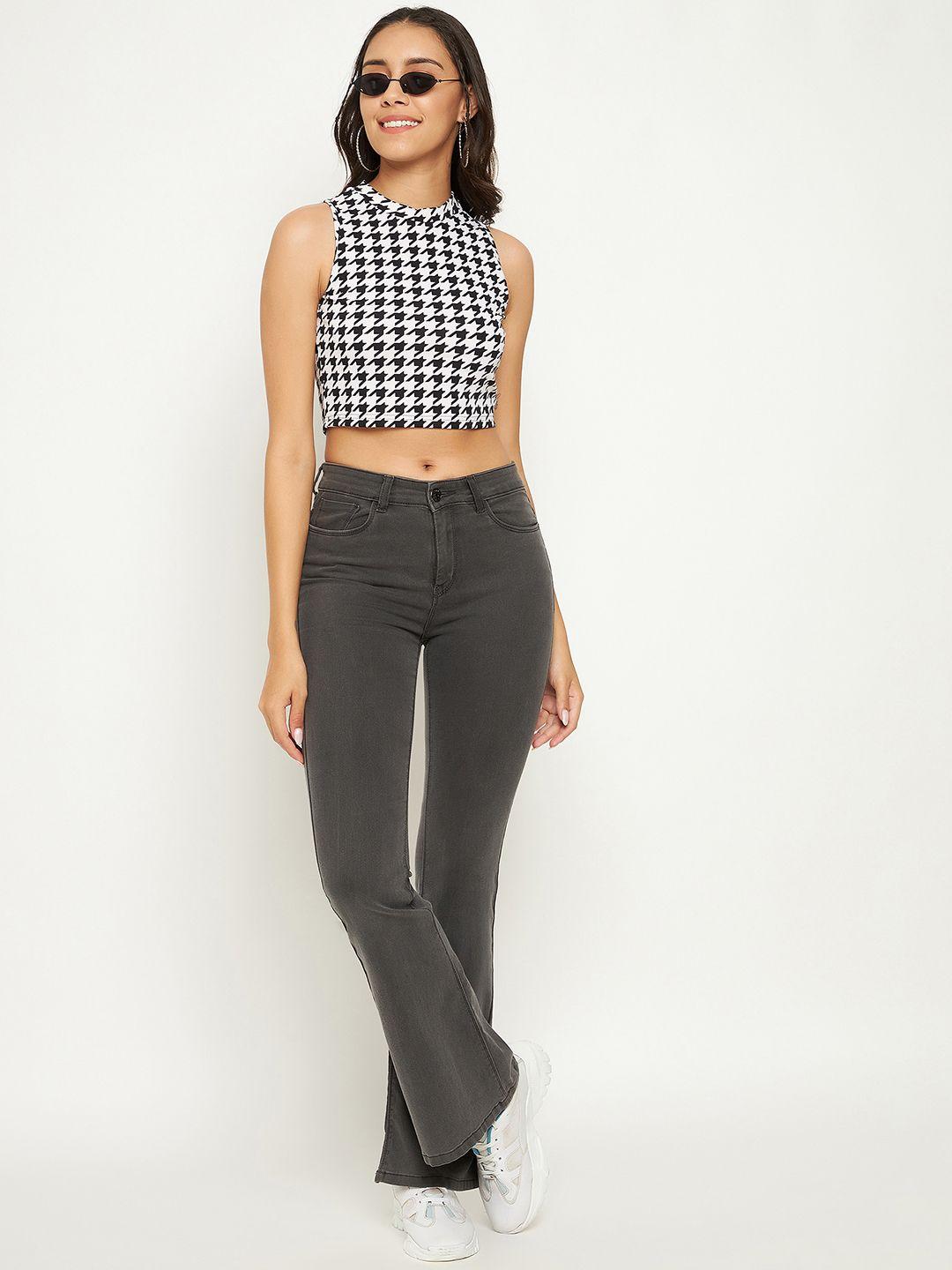 uptownie lite women black & white print crop top