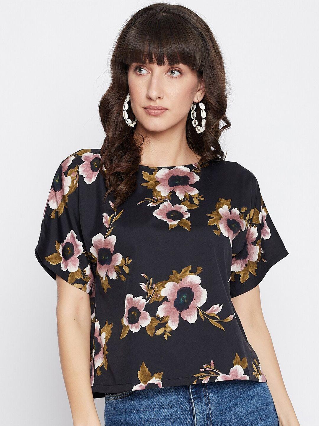 uptownie lite women black floral crepe regular top