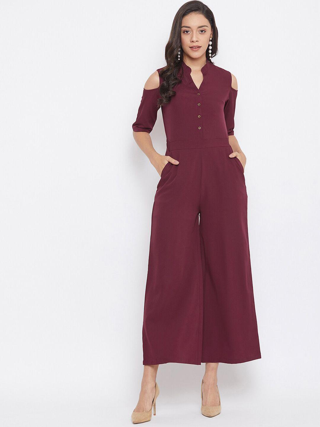 uptownie lite women maroon solid jumpsuit