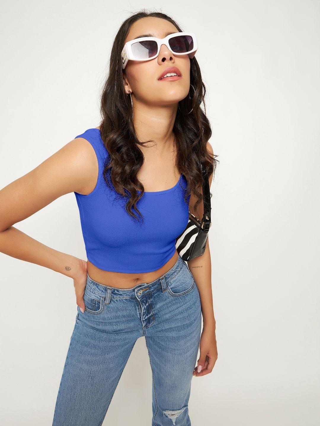uptownie lite women solid stretchable crop top