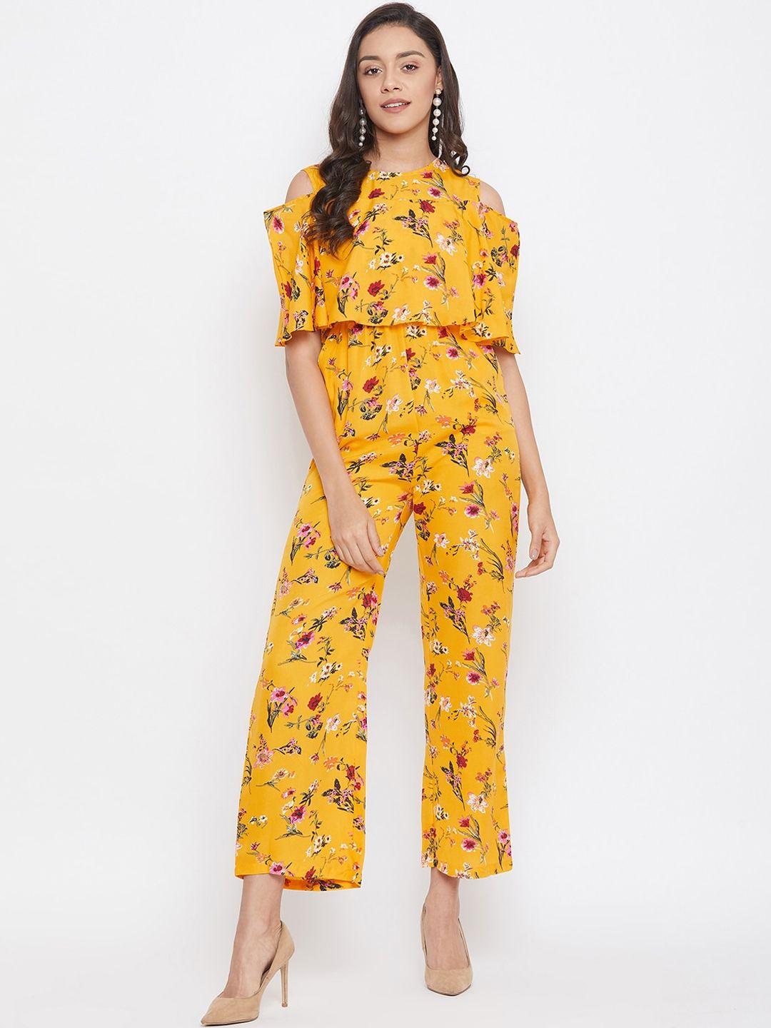 uptownie lite women yellow printed cape jumpsuit