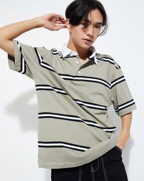 urb_n men oversized striped polo t-shirt