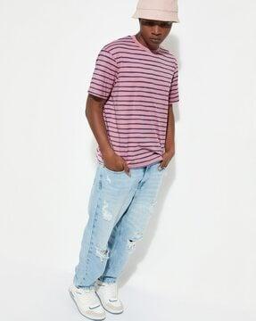 urb_n men regular fit striped t-shirt